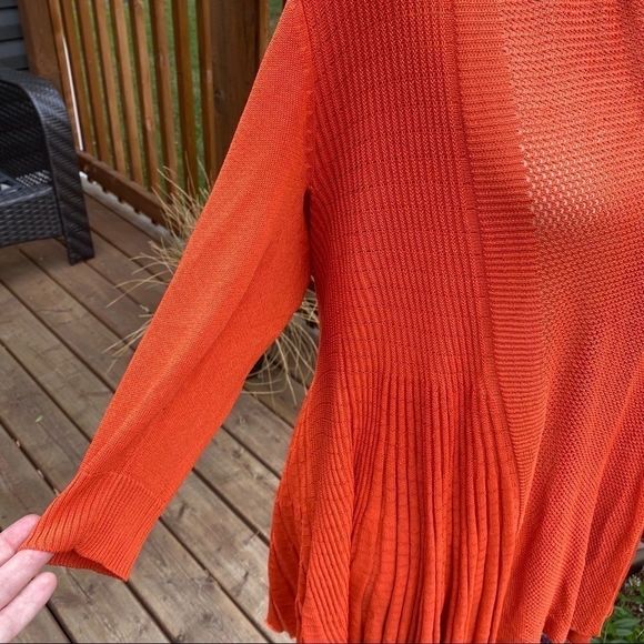 Pumpkin Spice Open Knit Cardigan Skirted Hem Fall - Picture 6 of 10